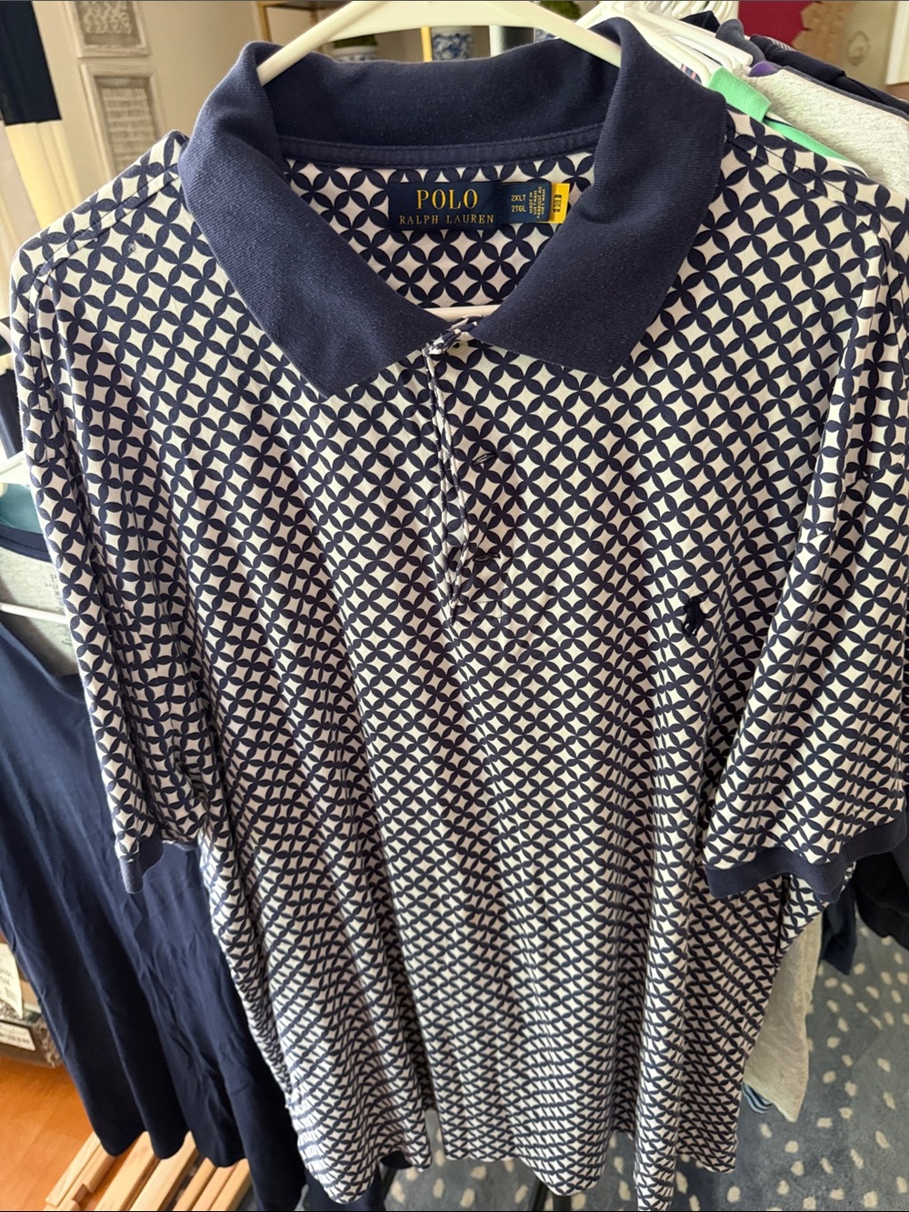 Polo by Ralph Lauren Navy & White Geometric Short-Sleeve Polo
